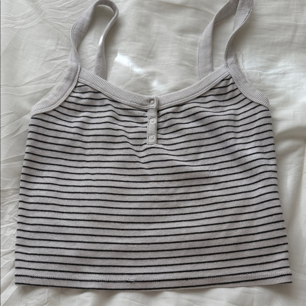 No Boundaries Black and Gray Striped Crop Top
